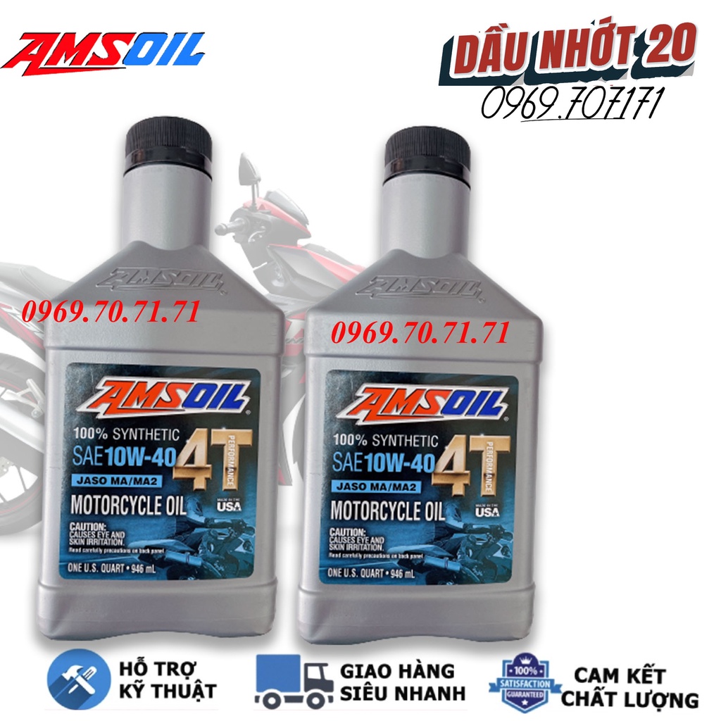 Dầu nhớt nhập khẩu 100% từ mỹ amsoil 10W40 4T 946ml