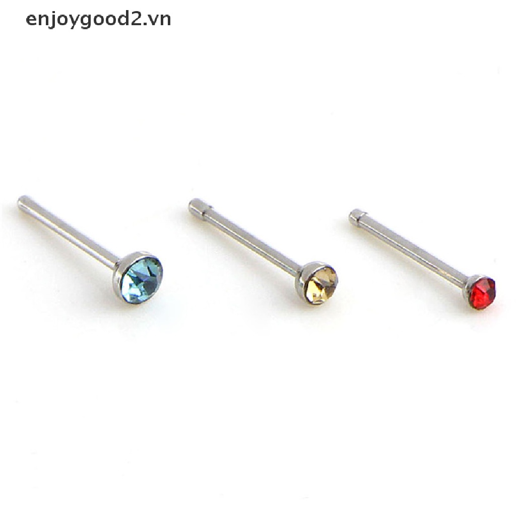 Set 60 Khuyên Mũi Thép Không Gỉ Đính Đá Pha Lê