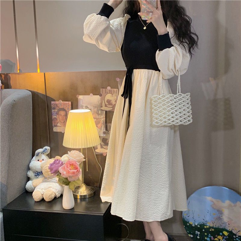 Váy babydoll váy dài đầm babydoll váy dài tay thu đông Đầm Dáng Chữ váy mùa đông váy thu đông A Dáng Rộng Phong Cách Ngọt Ngào Thời Trang Thu Đông Mới Cho Nữ