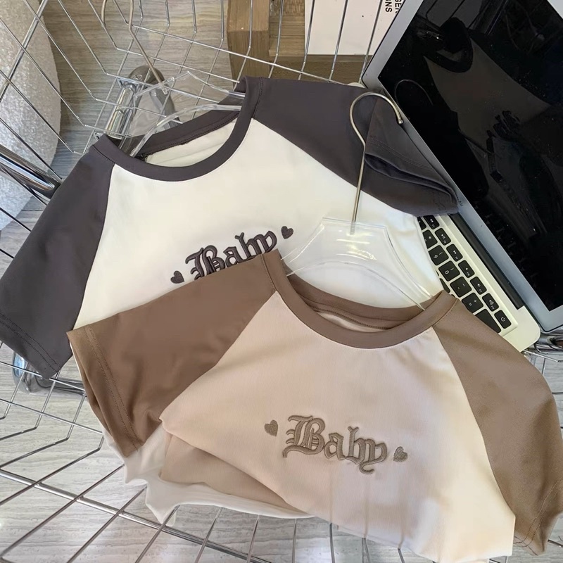 ÁO CROPTOP PHỐI TAY THÊU BABY XINH BB1