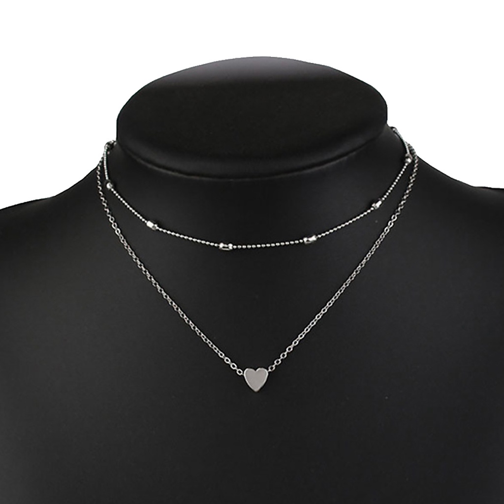 Vòng choker nhiều lớp phối mặt hình trái tim thời trang sang trọng cho nữ