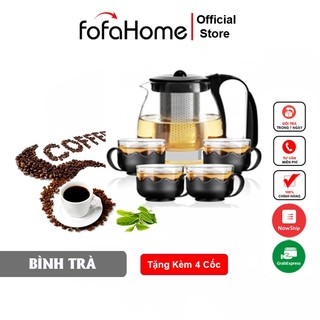 Bình trà glass teapot cao cấp 1.3l - có lưới lọc - ấm pha trà cafe
