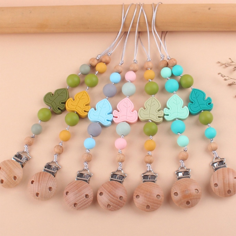 Giá Đỡ Núm Ti Giả Dạng Chuỗi Hạt Hình Chiếc Lá Bằng Sồi Dành Cho Bé Sơ Sinh