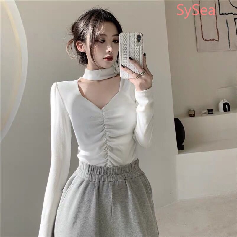 Áo Cổ Chữ V Màu Sắc Đơn Giản Quyến Rũ Cho Nữ