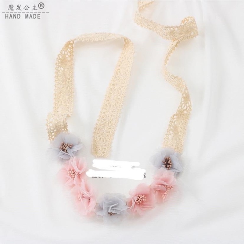 Băng đô cài tóc hoa ren vintage cho bé gái