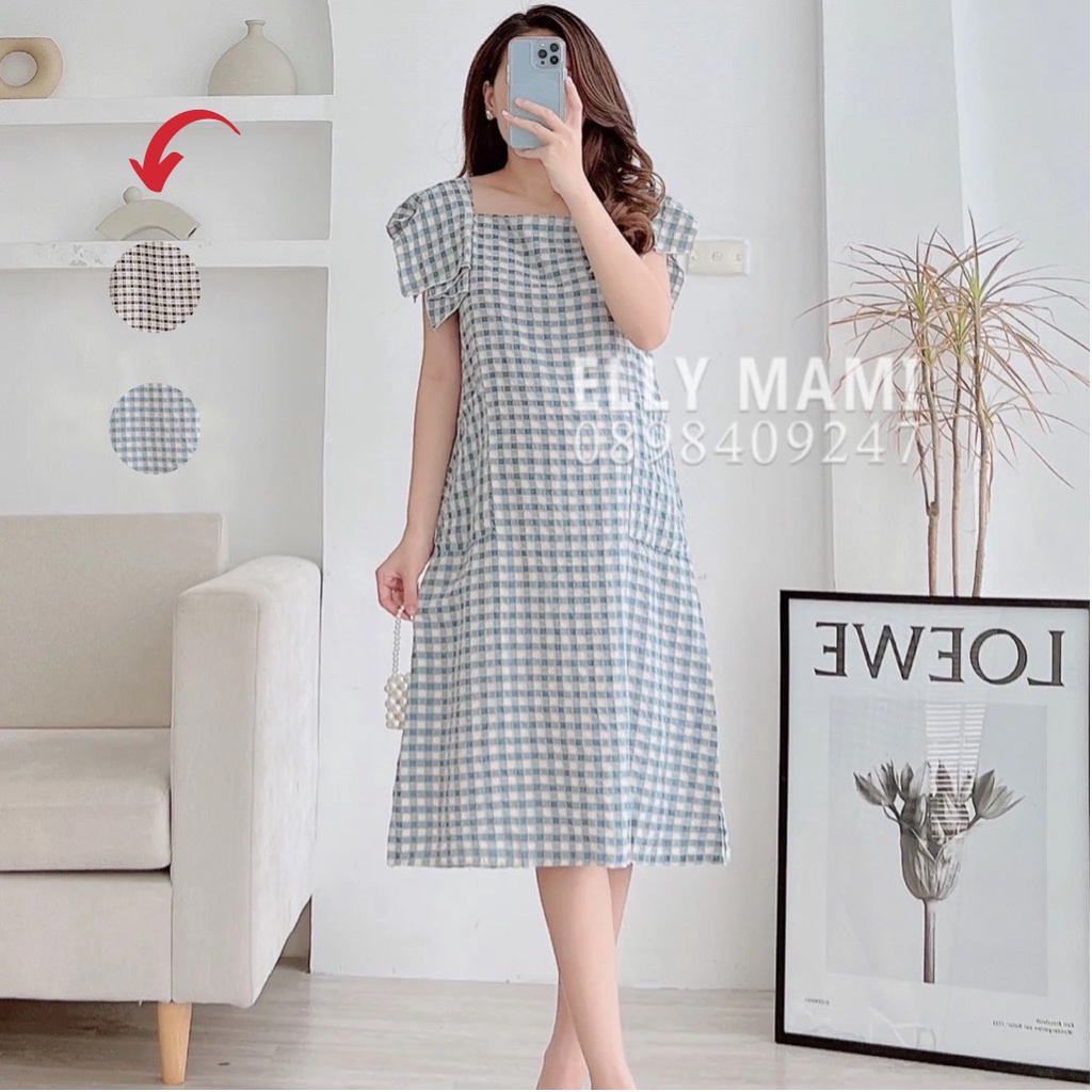 ( 40kg - 95kg ) Đầm Bầu , Đầm Suông Caro Mặc Thoải Mái Suốt Thai Kì & Sau Sinh Thiết Kế Cao Cấp