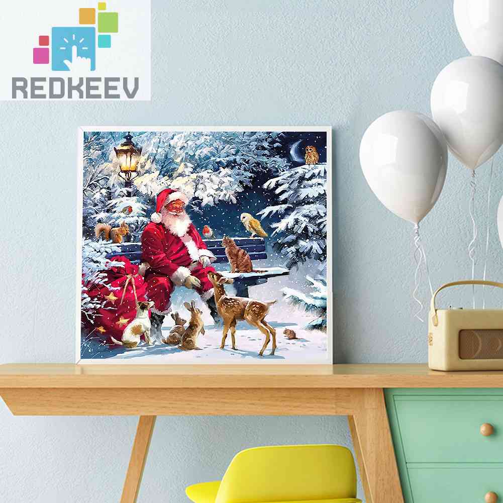 Bộ Tranh Đính Đá Tự Làm Toàn Diện 5D DIY Hình Ông Già Noel Và Động Vật 5D