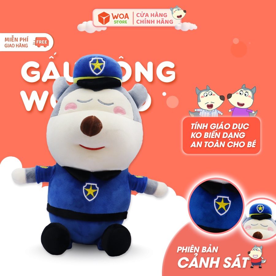 Gấu Bông Wolfoo Cảnh Sát Siêu Mềm Mại Dễ Thương Cho Bé (Phiên bản giới hạn)