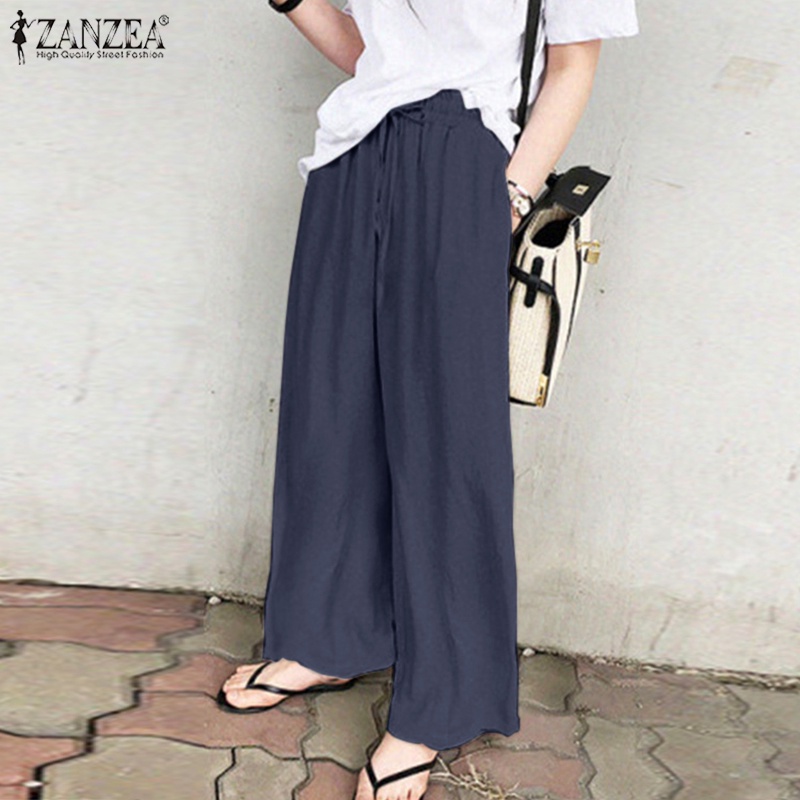 Quần dài ống rộng Zanzea phong cách Hàn Quốc thời trang năng động cho nữ