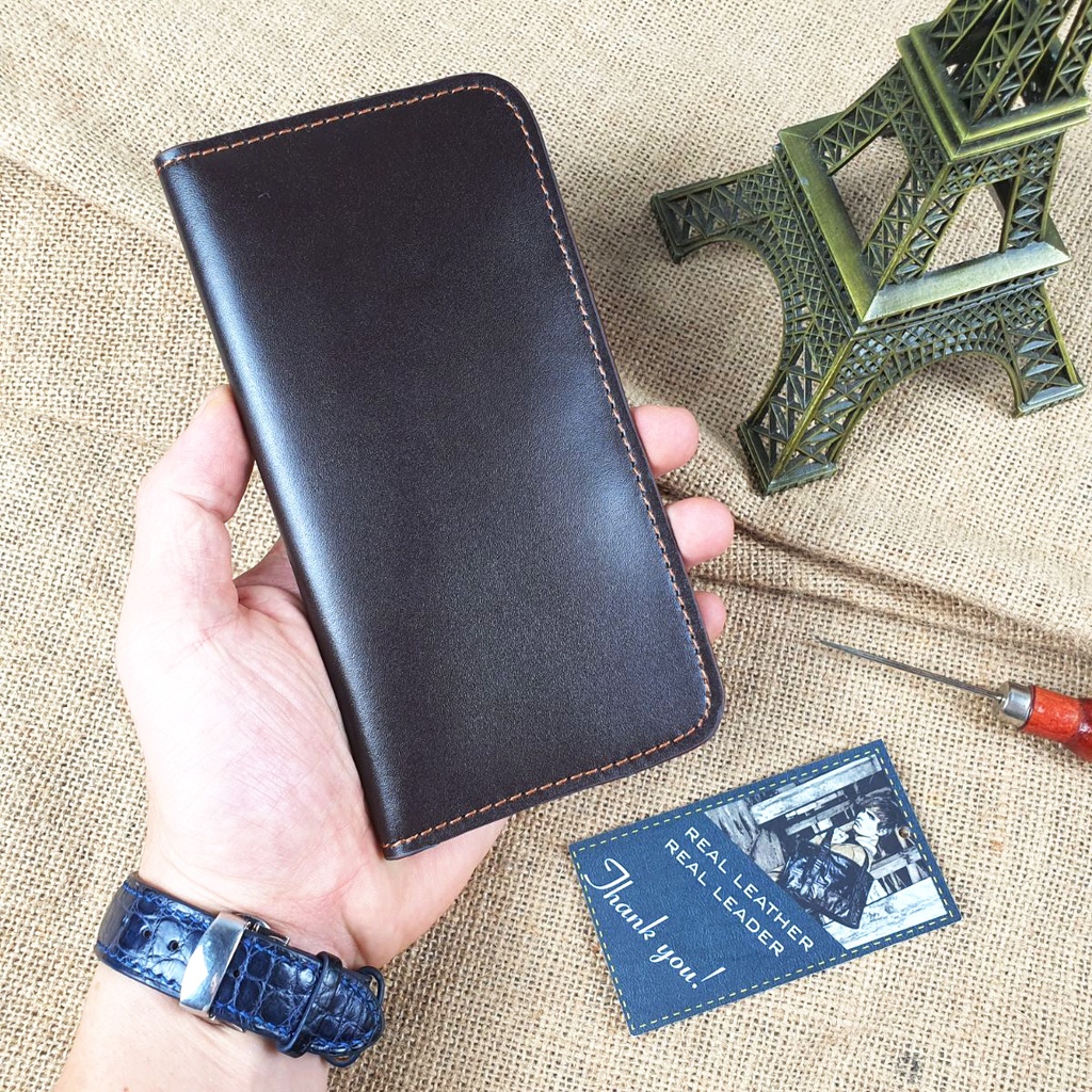 Ví dài mini nam nữ siêu mỏng da bò thật WL118VB  -100% da bò thật, BH 3 năm