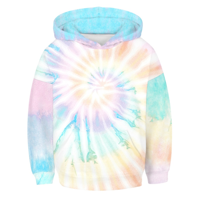 Áo Hoodie Nhuộm Màu Loang Tay Dài Dáng Rộng Thời Trang Xuân Thu Cho Bé Trai Và Gái