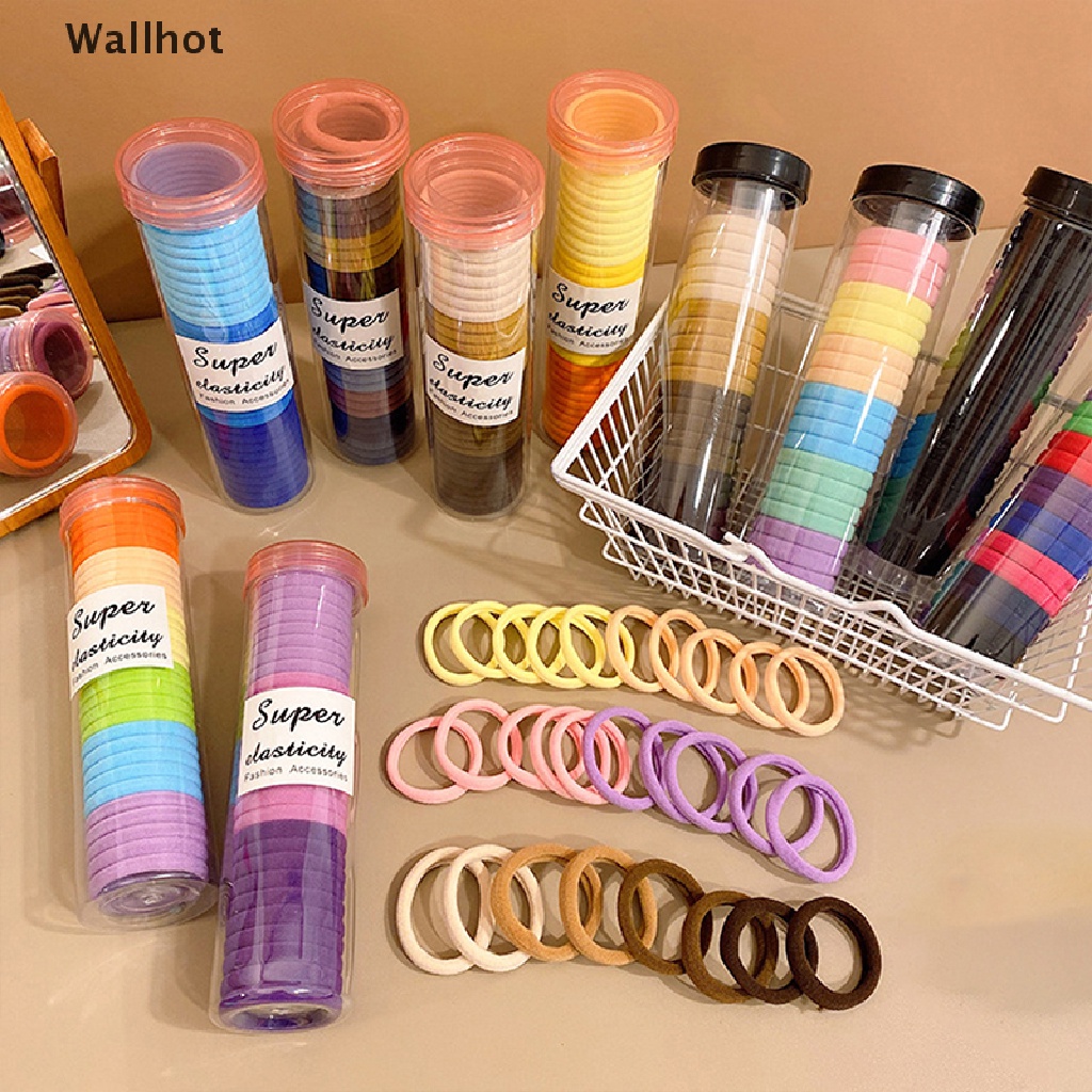 Bộ 30 Dây Buộc Tóc Cao Su Co Giãn Màu Trơn Dễ Thương Cho Bé Gái