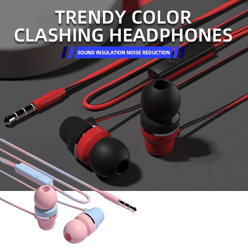 Tai Nghe Nhét Tai Đầu Mềm 3.5mm 1.2mm Màu Tương Phản Chất Lượng Cao