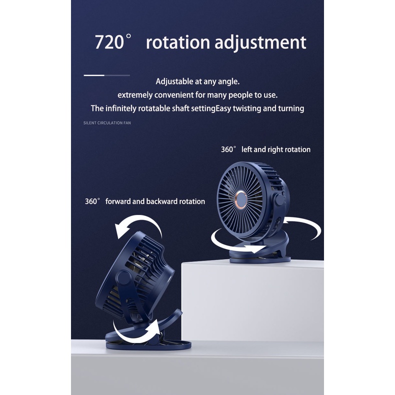 Quạt Sạc Mini - Quạt Kẹp Kho Báu GF07, Pin Siêu Bền 2 Ngày Cấp 4 -Focus