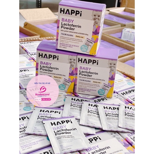 Bột Dinh Dưỡng 1000 Ngày Happi Baby Lactoferrin Powder - Hộp 28 gói x 1g - BAABEELAND