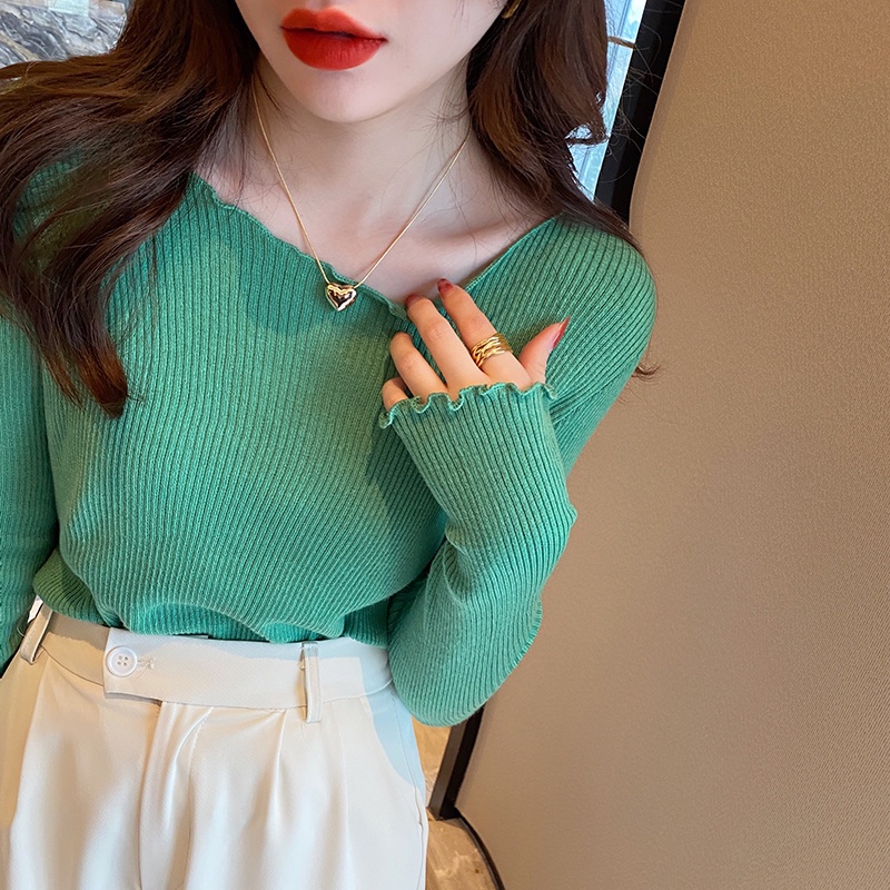 Áo sweater Dệt Kim Mỏng Thời Trang Xuân Thu Cho Nữ