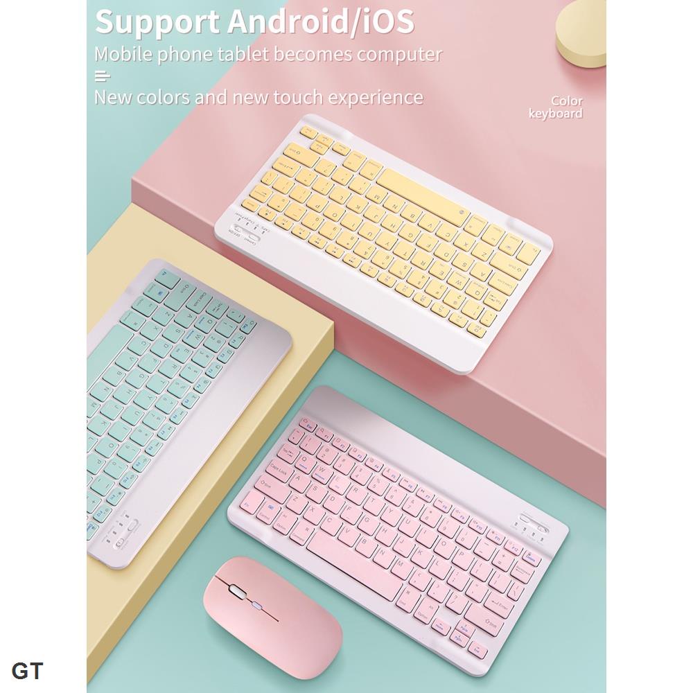 Bộ Bàn Phím Và Chuột Bluetooth Không Dây 10 Inch Màu Macaron Cho Android / ios / iPad / Macaron / Tablet