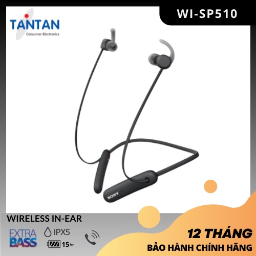 Tai Nghe BLUETOOTH THỂ THAO EXTRA-BASS Sony WI-SP510 | Kháng nước chuẩn IPX5 - Pin:15h - Sạc nhanh 10' nghe 60' - Micro