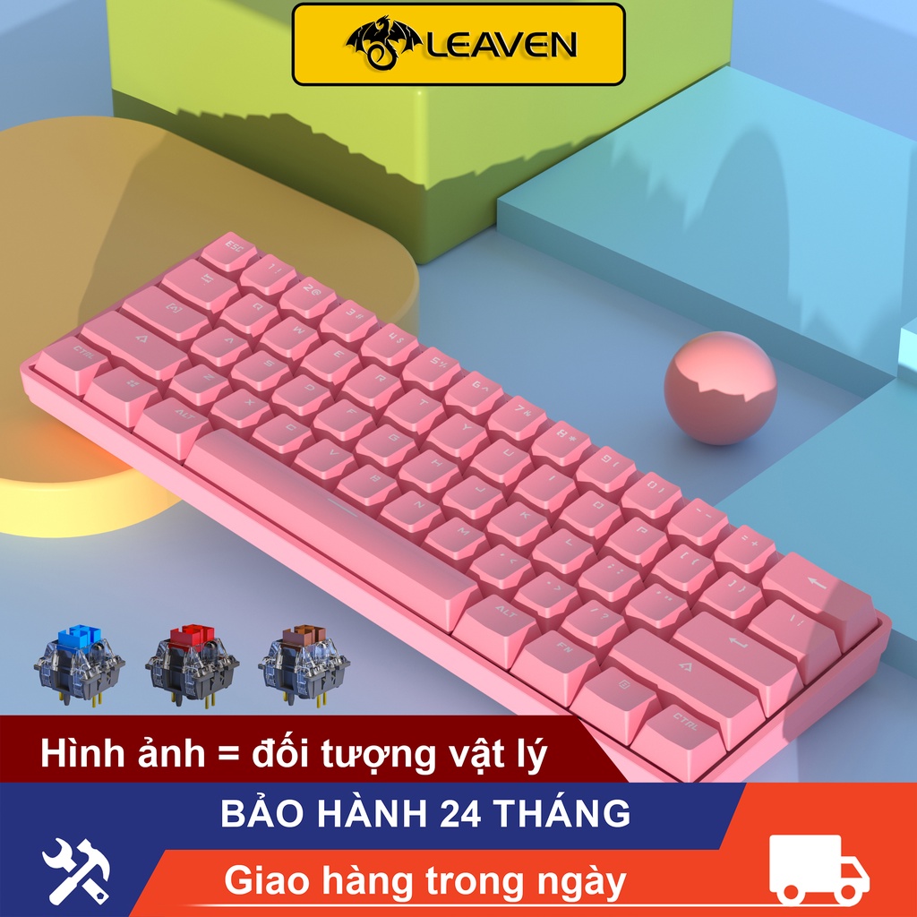 Máy tính không dây Bàn phím cơ LEAVEN K28 LED RGB Hiệu ứng ánh sáng 61 Phím Bàn phím chơi game văn phòng