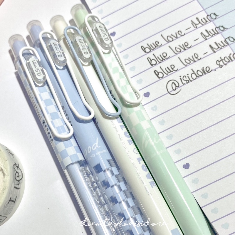 Bút bi gel bấm MURA ngòi 0.5mm BLUE LOVE✨💙🌈