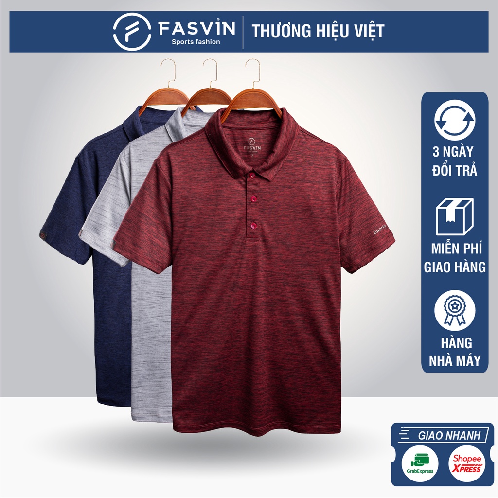 Áo Polo Thể Thao Nam Có Cổ Ngắn Tay FASVIN Chất Vải Lạnh Trơn PL21467.SG Hàng Nhà Máy Đẹp