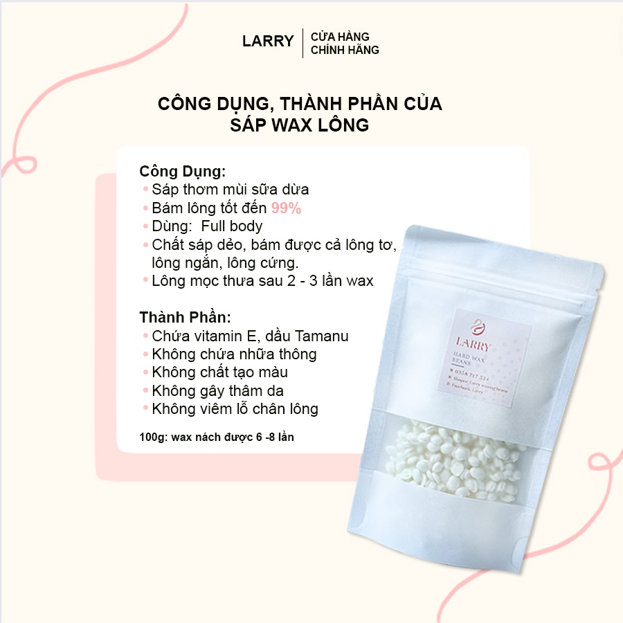 Sáp dừa wax lông nách, tay, chân, bikini, ria mép Wax Beans Cao Cấp Coconut 100g