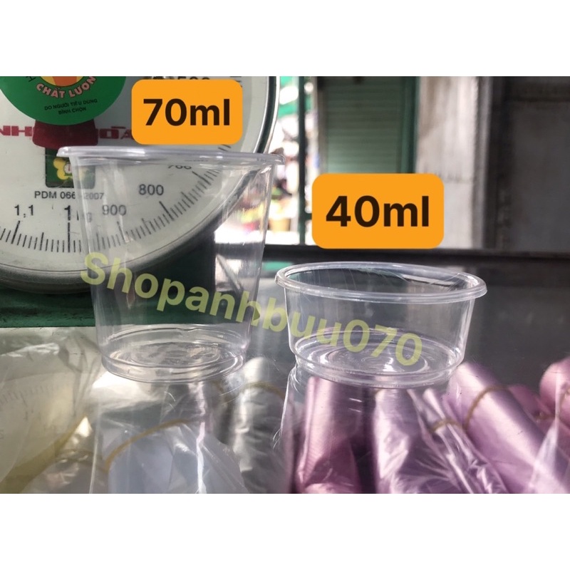 50 Ly Nhựa Mini Trong (Có Nắp Riêng) Dung Tích (2 Cỡ: 40ml-60ml,70ml)