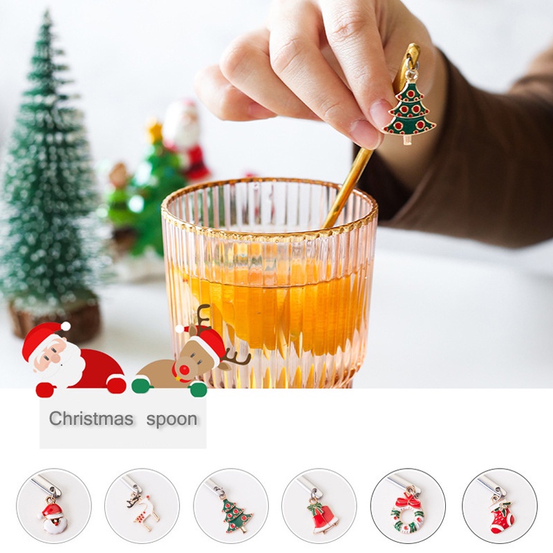 Muỗng / Nĩa / Muỗng Cà Phê Cán Dài Hình Ông Già Noel Hoạt Hình Trang Trí Bàn Ăn