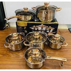 Bộ Nồi Đức 6 Món ENGELBERG, Inox Không Gỉ Kèm Năp Kính Cao Cấp Dùng Cho Mọi Loại Bếp - Hàng Nhập Khẩu Chính Hãng tkht