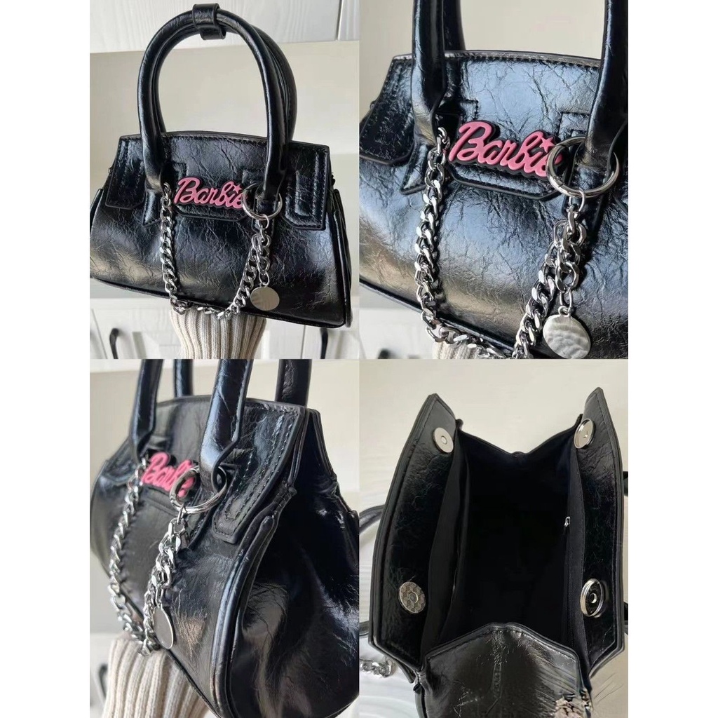 A.t.a Túi Xách Đeo Vai Phối Dây Xích Màu Đen Phong Cách Mới 2022 Dành Cho Bạn Nữ Đi Xe Máy