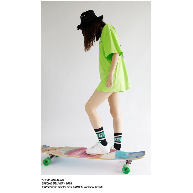 Vớ cotton ONZ in chữ RAP - tất chân nam nữ cổ cao đơn giản phong cách HIPHOP sành điệu TA03 - Onz Studio