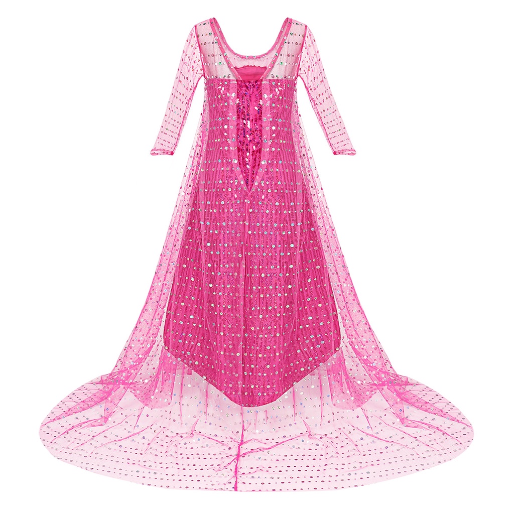 Đầm Công Chúa Elsa Hóa Trang Halloween / Giáng Sinh Phối Lưới Đính Kim Sa Lấp Lánh Mới Cho Bé Gái