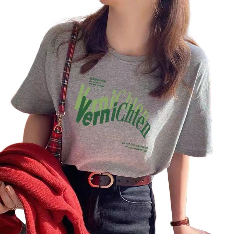 Áo Thun Nữ Tay Ngắn Dáng Rộng In Chữ Thời Trang