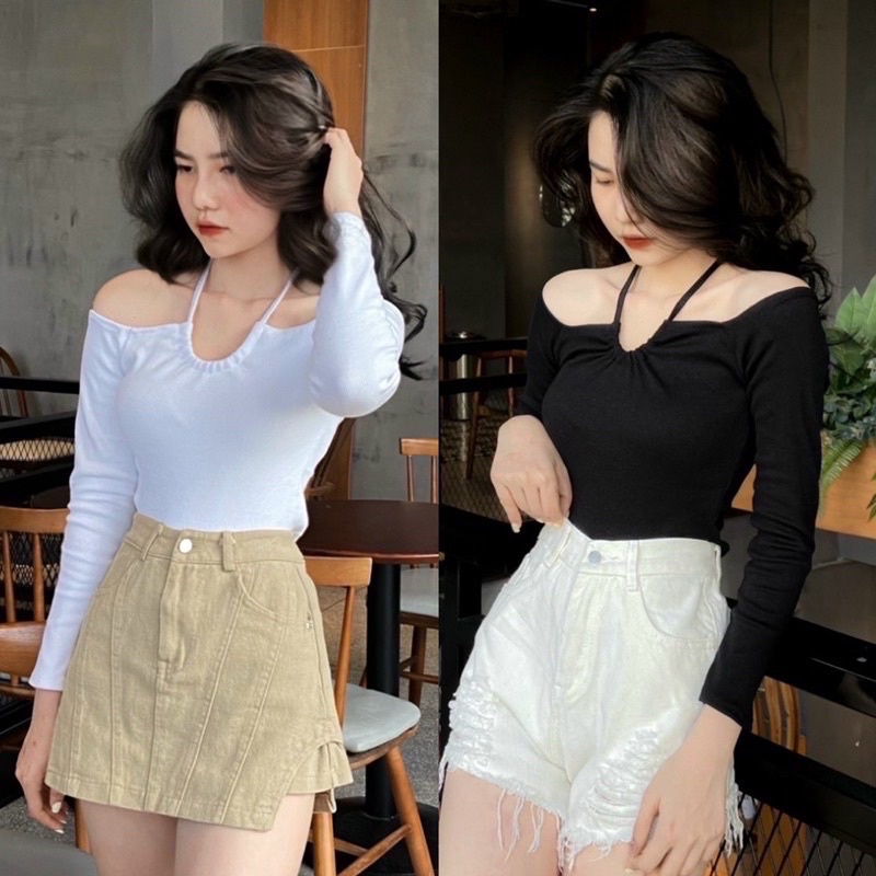 Áo thun kiểu yếm cột dây tay dài chất vải dày dặn tôn dáng dành cho nữa DuHa Cheap DH001
