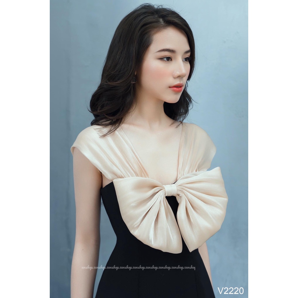 Đầm dự tiệc dáng xòe nhẹ phối nơ voan xinh xắn - GINI Dress