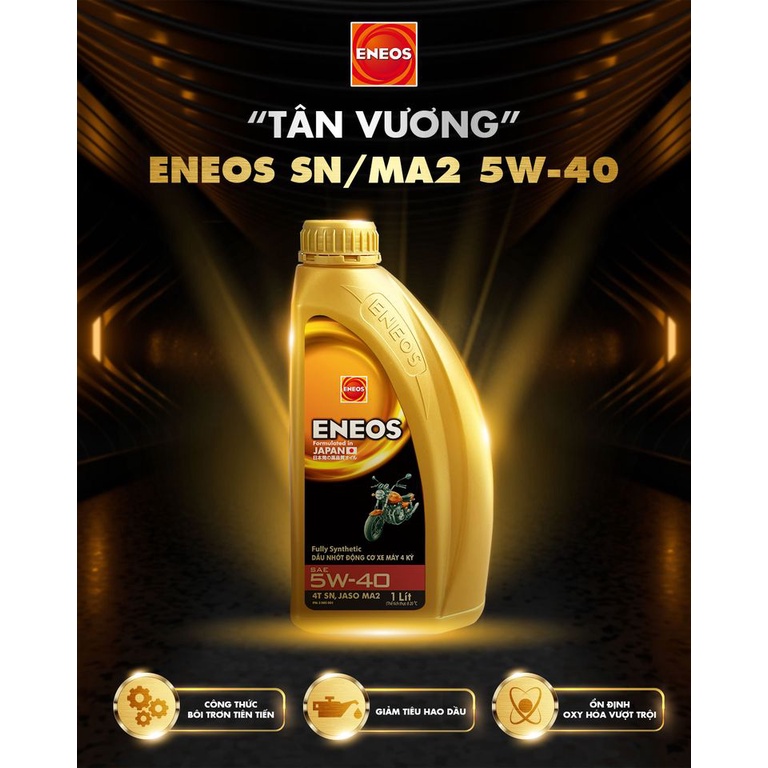 ENEOS SN/MA2 5W-40 1L TÂN VƯƠNG 5w40 Fully Synthetic, dầu nhớt tổng hợp toàn phần xe số xe côn tay 1 lít 1 L SAE 5w40 GP