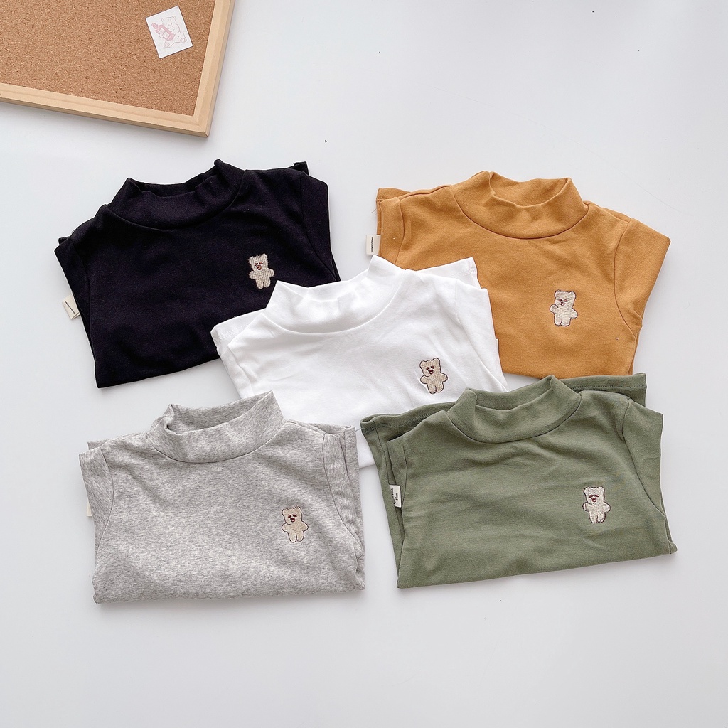 Set 3 áo thun dài tay cổ cao cho bé trai/bé gái mặc thu đông