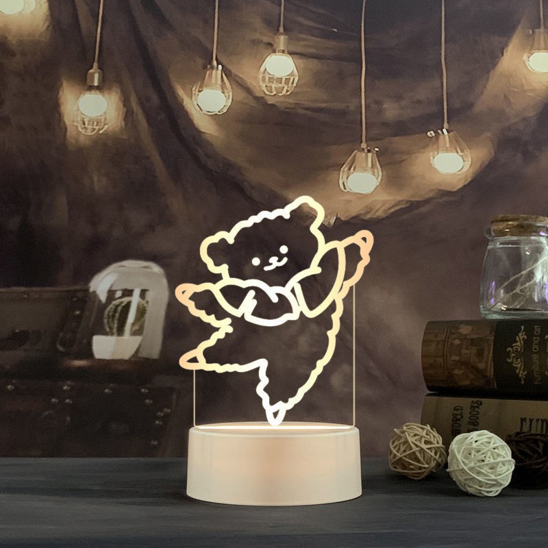 Đèn Led 3D Thegioipuzzle  hình gấu dễ thương làm trang trí, quà tặng độc đáo