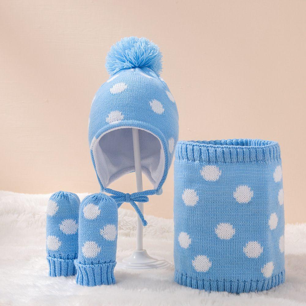 MIHAN1 Set 3 Món Nón + Găng Tay + Yếm + Nón Đàn Hồi Đáng Yêu Cho Bé
