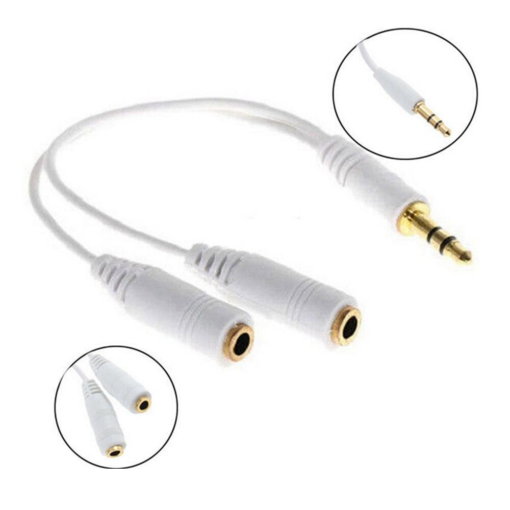 Cáp Chia Âm Thanh Bộ Chia Tai Nghe 3.5 Mm Bộ Chia Cáp Giắc Cắm Đầu Đực Sang Đầu Cái Đôi Màu Trắng