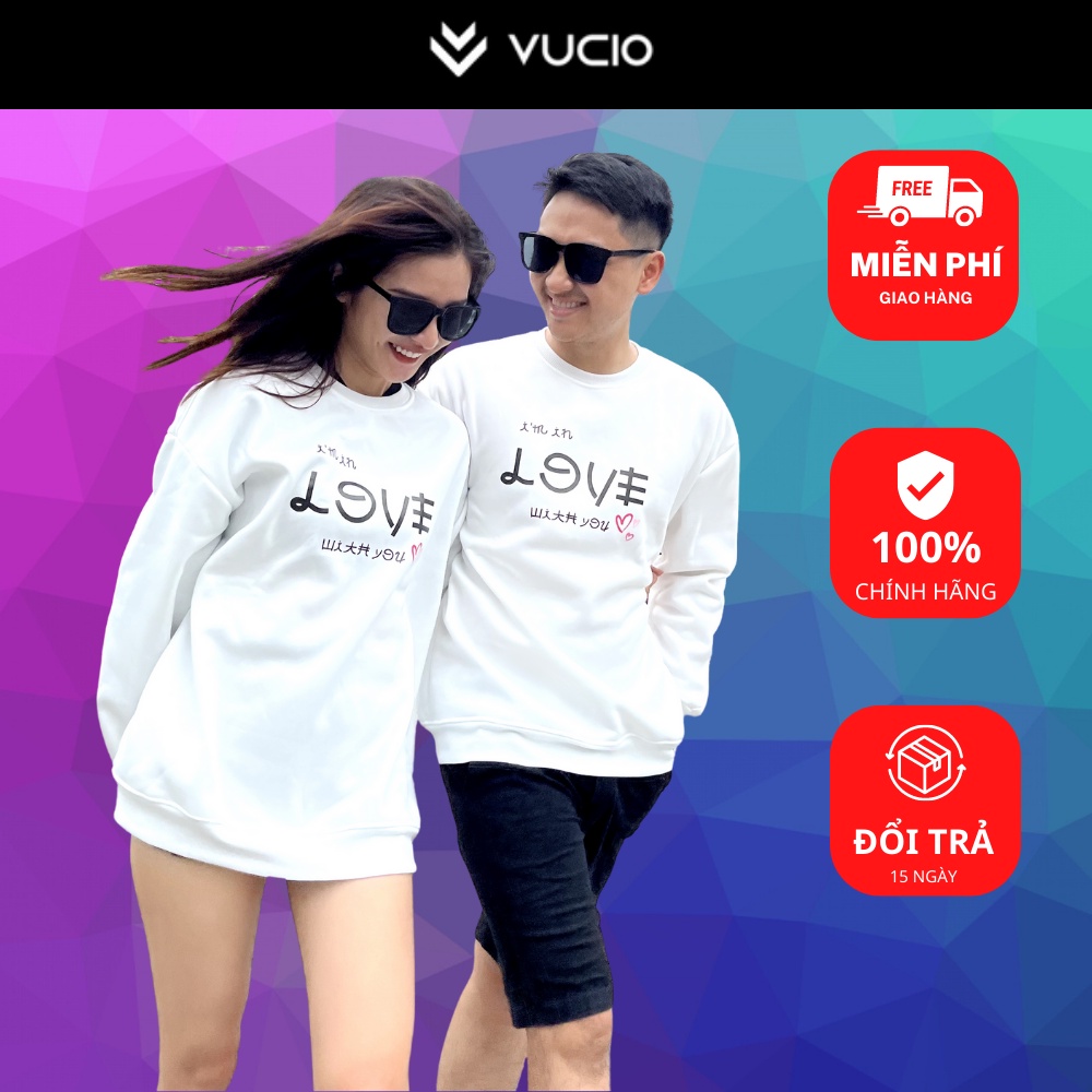 Áo Cặp Sweater Nam Nữ Thu Đông Dài tay Nỉ Bông Thời trang VUCIO