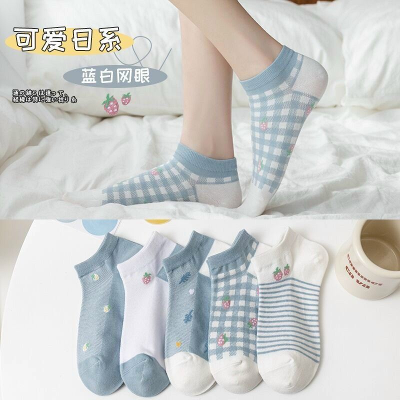 ❤Combo 5 Đôi Tất❤Vớ Chân Nữ Cotton In Hình Kute