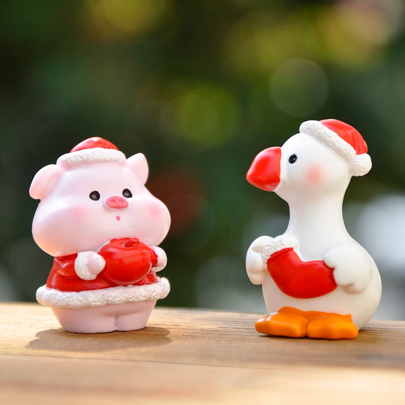 Mô hình Giáng sinh Chó Mèo Tuần Lộc Heo Ngỗng biểu cảm dễ thương trang trí bàn làm việc taplo ô tô quà tặng bạn bè- Rápp
