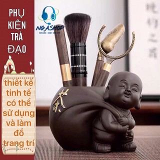 Bộ Dụng Cụ Trà Đạo ,cung nhân pha chế,phụ kiện trà gốm ,gỗ mun đen kim loại bằng đồng cao cấp 6 món -02GĐ