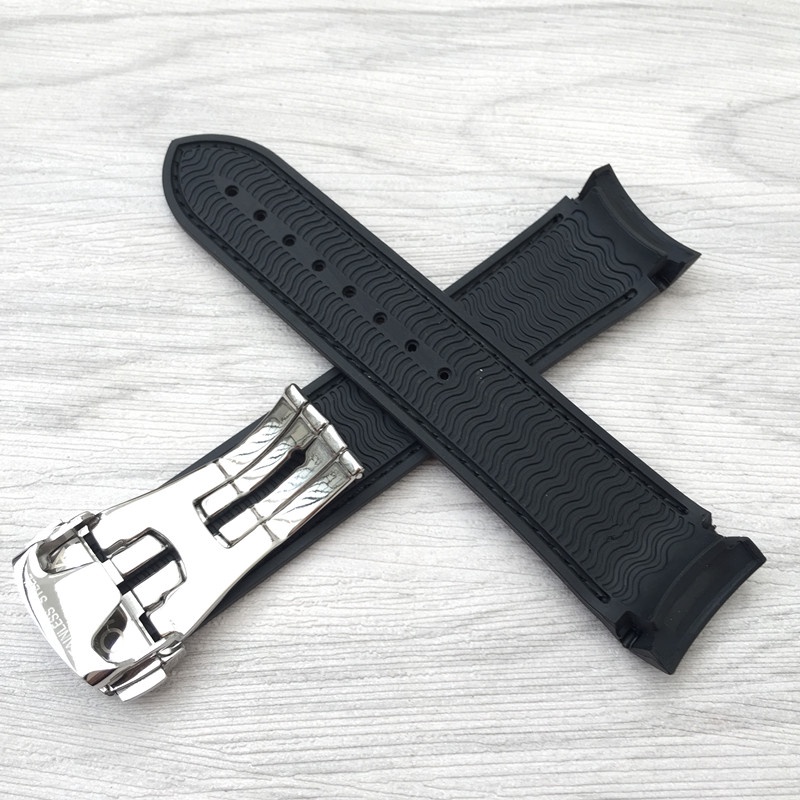 Dây đeo đồng hồ cao su silicone phù hợp cho Omega Omega Speedmaster 362 dây đeo phông chữ cao su khóa gấp 22mm nam