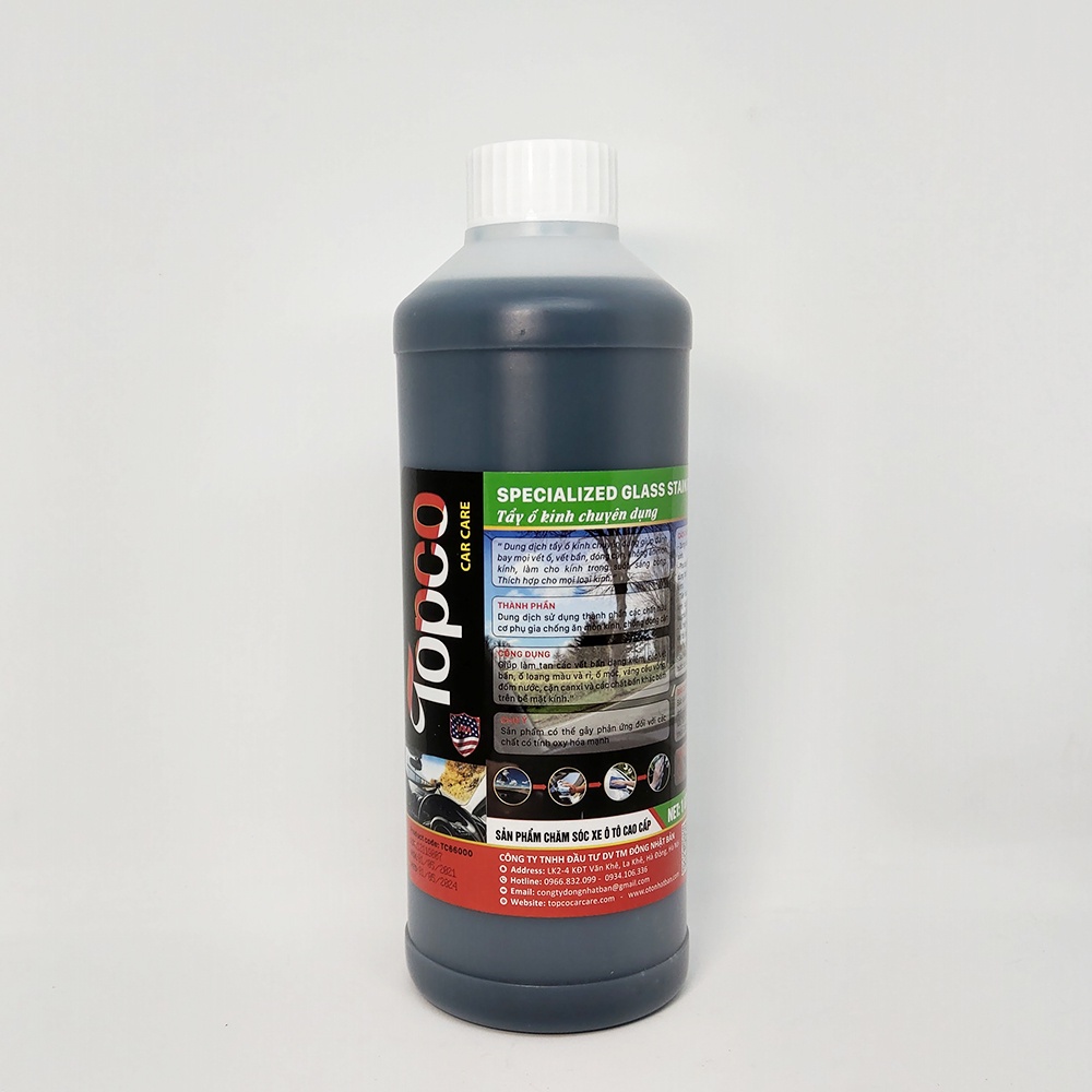Dung dịch tẩy ố kính ô tô dễ sử dụng an toàn bề mặt kính Topco nước tẩy kính bị ố mốc, cặn canxi 1 lít Nhật Bản Mart