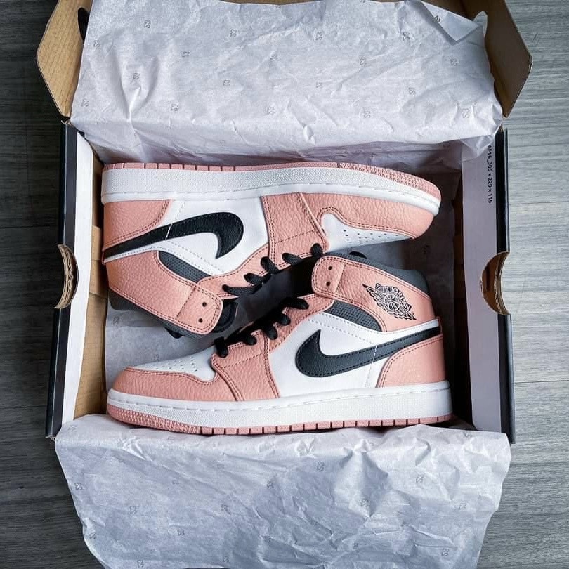 Giày thể thao JD1 Mid Hồng cao cổ bản Cao Cấp Nhập Khẩu Jordan 1 JD Pink Black