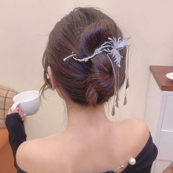 Kẹp Tóc Hình Bướm Phối Tua Rua Lưng Phẳng Siêu Nhấp Nháy Tinh Tế Cao Cấp Dành Cho Bạn Nữ