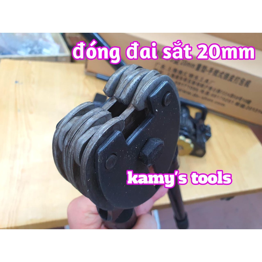 Bộ dụng cụ đóng đai thép 16mm 19mm model MG-95, siết và bấm kẹp đai thép 2 chấu