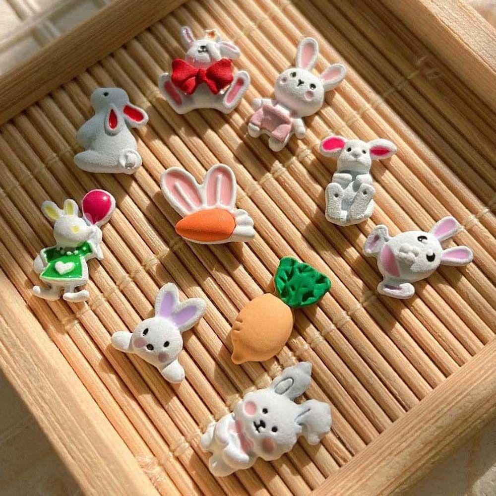 JARRED Phụ Kiện Trang Trí Móng Tay Hình Thỏ Và Cà Rốt Bằng Hợp Kim Dễ Thương
